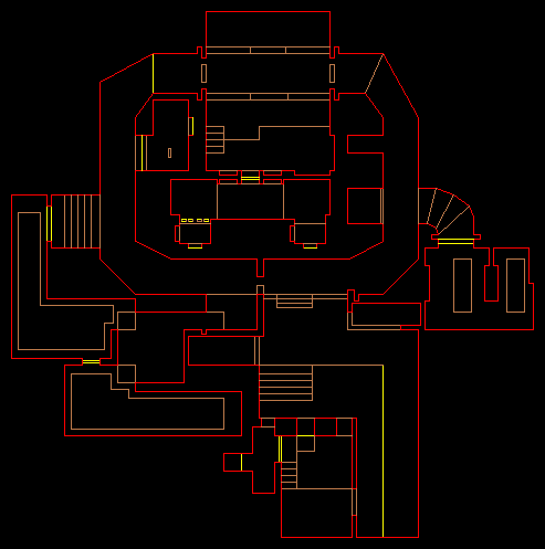 PlayStation Doom level 32, UNDERHALLS: Level map