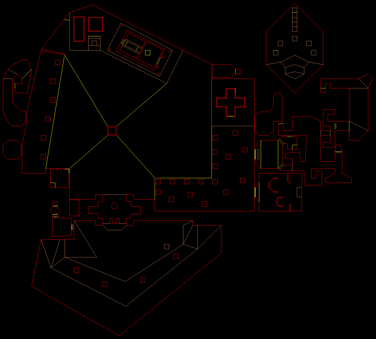 PlayStation Doom level 46, THE COURTYARD: Level map