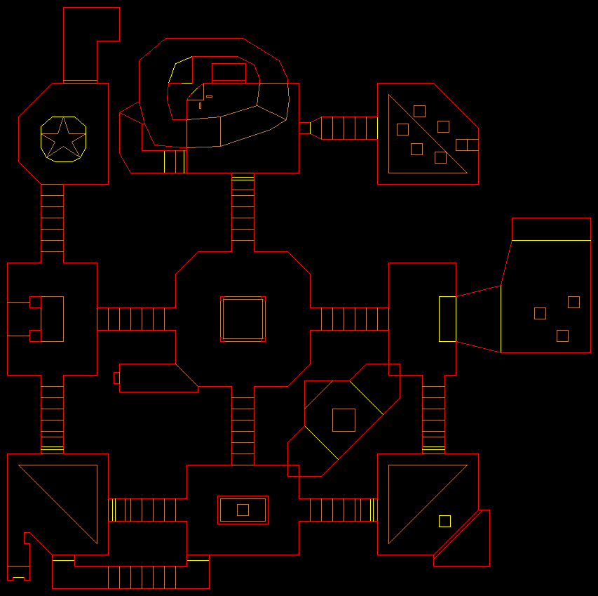 PlayStation Doom level 56, THE MILITARY BASE: Level map